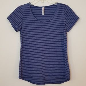 Lularoe Blue Striped Short Sleeve Tee Shirt XS